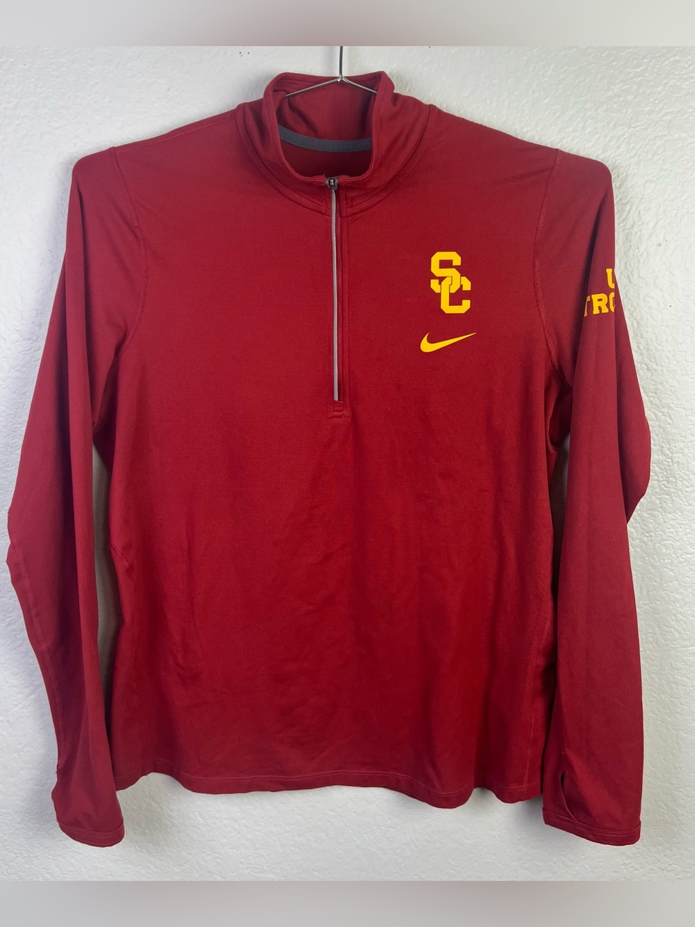 Nike Dri-FIT Long Sleeve Cardinal USC Trojans Polo Shirt Size XL